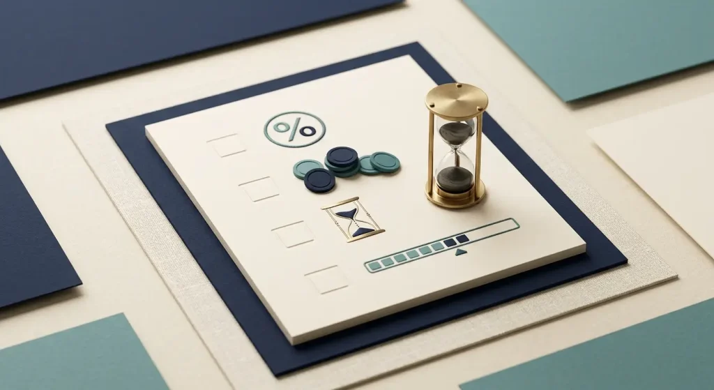 Illustration of a casino welcome offer checklist covering wagering, free spins, expiry and payment conditions